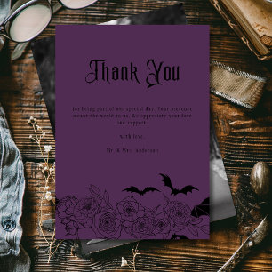 Carte De Remerciements Élégant gothique Floral Purple Mariage Photo