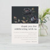Carte De Remerciements Elégant gothique noir Rose noir Mariage (Debout devant)