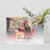 Carte De Remerciements Élégant Graduate Photo Script Graduation 2025 (Debout devant)