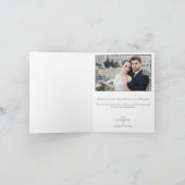 Carte De Remerciements Élégant Gras Script noir blanc Mariage photo (Intérieur)