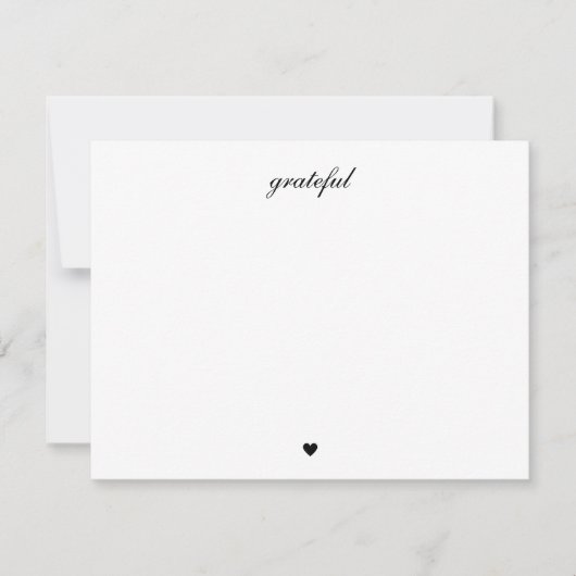 Carte De Remerciements Élégant Grateful Heart Script Vieux argent (Devant)