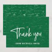 Carte De Remerciements Elegant Green Mathematics Formulas Graduation (Devant / Derrière)