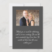 Carte De Remerciements Élégant Gris Script 2 Mariage photo (Dos)