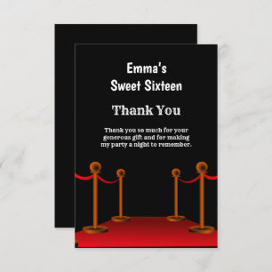 Carte De Remerciements Elégant Hollywood Red Carpet Sweet 16 Anniversaire