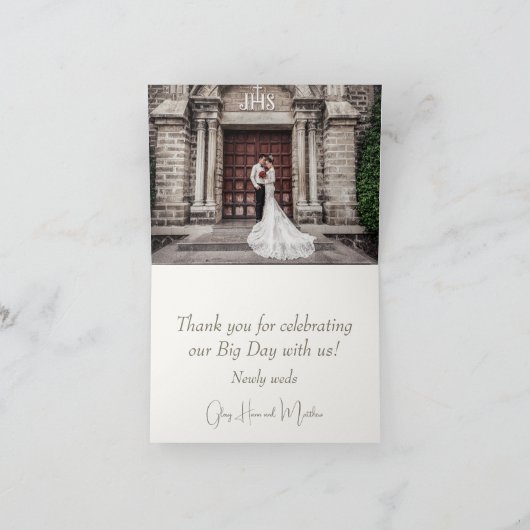 Carte De Remerciements Élégant Hors blanc Pampas Mariage photo en herbe (Intérieur)