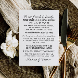 Carte De Remerciements Élégant invité Mariage noir et blanc