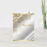 Carte De Remerciements Elegant Ivory Gold Swirl Thank You<br><div class="desc">Beautiful ivory and gold thank you cards with pretty gold swirl background. You can add your message or delete the sample text to leave it blank to add your handwritten message when they arrive. This is a printed design with no real pearls,  etc.</div>