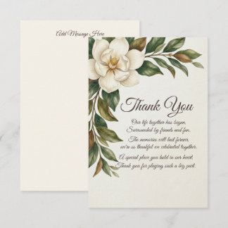 Carte De Remerciements Elegant Ivory Magnolia Wedding Thank You Card