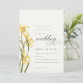 Carte De Remerciements Elégant Jaune Daffodil Aquarelle Mariage Invite (Debout devant)