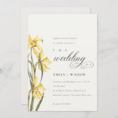 Carte De Remerciements Elégant Jaune Daffodil Aquarelle Mariage Invite (Devant / Derrière)