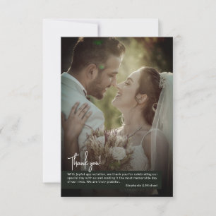 Carte De Remerciements Elegant Jet Black Photo Banner Mariage
