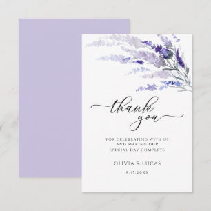 Carte De Remerciements Élégant Lavande Floral Mariage de prairie botaniqu