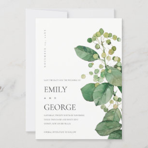 CARTE DE REMERCIEMENTS ELEGANT LEAFY FOLIAGE GREENERY SAVE THE DATE CARD