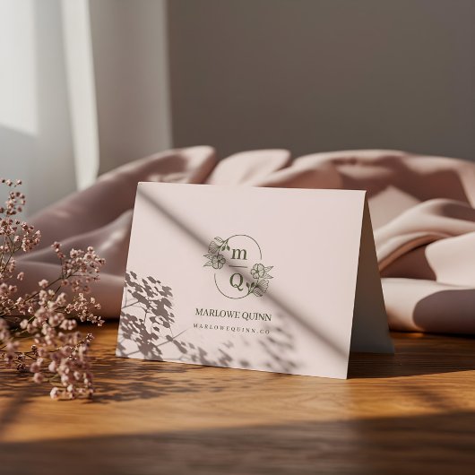 Carte De Remerciements Élégant logo de monogramme botanique Aquarelle flo