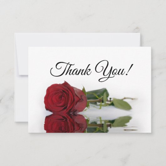 Carte De Remerciements Elegant Long Stemmed Red Rose Simple Wedding (Devant)