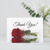 Carte De Remerciements Elegant Long Stemmed Red Rose Simple Wedding (Debout devant)