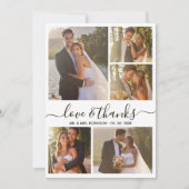 Carte De Remerciements Elegant Love and Thanks Photo Collage Mariage (Devant)