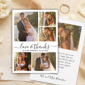 Carte De Remerciements Elegant Love and Thanks Photo Collage Mariage