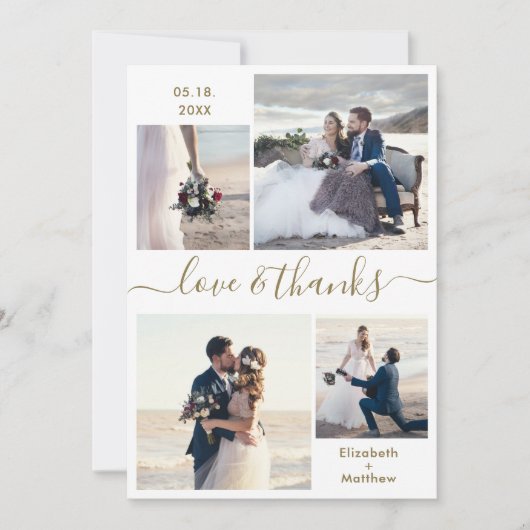 Carte De Remerciements Elegant Love and Thanks Script 4 Mariage photo (Devant)
