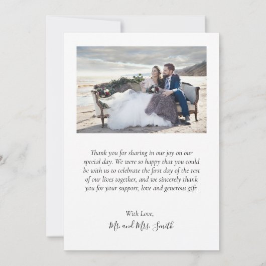 Carte De Remerciements Elegant Love and Thanks Script 4 Mariage photo (Dos)