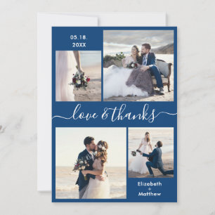 Carte De Remerciements Elegant Love and Thanks Script 4 Mariage photo