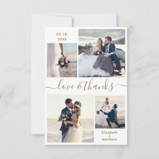 Carte De Remerciements Elegant Love and Thanks Script 4 Mariage photo (Devant)
