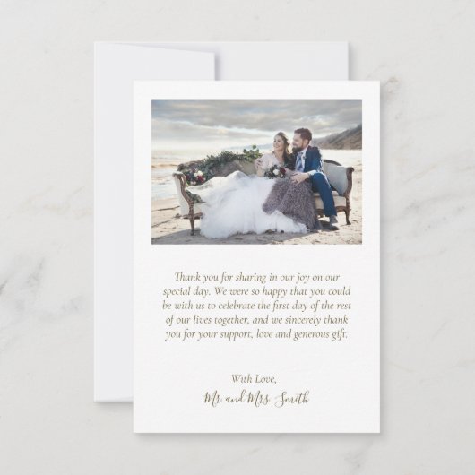 Carte De Remerciements Elegant Love and Thanks Script 4 Mariage photo (Dos)