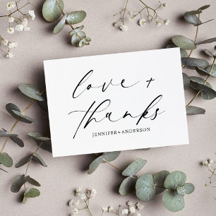 Carte De Remerciements Elegant Love and Thanks Script Mariage QR Code