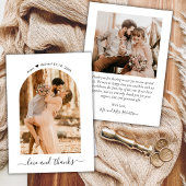 Carte De Remerciements Elegant Love and Thanks Script Photo Arch Mariage