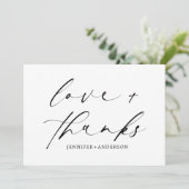 Carte De Remerciements Elegant Love and Thanks Script Photo Mariage (Debout devant)