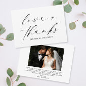 Carte De Remerciements Elegant Love and Thanks Script Photo Mariage