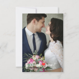 Carte De Remerciements Elegant Love Heart Photo Mariage