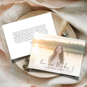 Carte De Remerciements Elegant Love & Thanks Fête des mariées Photo