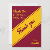 Carte De Remerciements Elégant Luxe Bourgogne Et Or Chic Anniversaire (Devant)