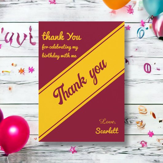 Carte De Remerciements Elégant Luxe Bourgogne Et Or Chic Anniversaire