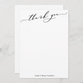 Carte De Remerciements Élégant Luxe Écriture Simple Noir & Blanc (Devant / Derrière)