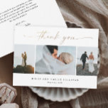 Carte De Remerciements Élégant manuscrit or script Mariage photo<br><div class="desc">Elégant Carte de remerciements photo Mariage manuscrit en or Script. Le dos comprend un message de remerciement du couple ou vous pouvez le retirer si vous préférez écrire votre remerciement à la main.</div>