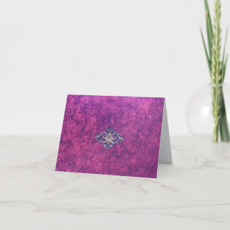 Carte De Remerciements Elégant marbre violet avec centre médaillon d'or.
