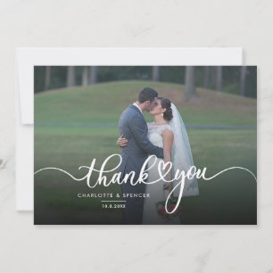 Carte De Remerciements Élégant Mariage à lettres manuscrites avec script