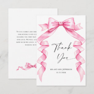 Carte De Remerciements Élégant Mariage à mâchoire douce rose