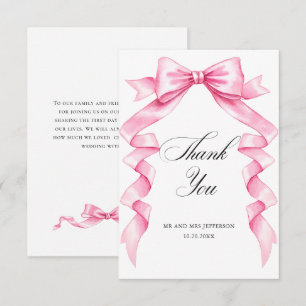 Carte De Remerciements Élégant Mariage à mâchoire douce rose
