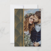 Carte De Remerciements Élégant Mariage Art Déco Gold Green (Devant)