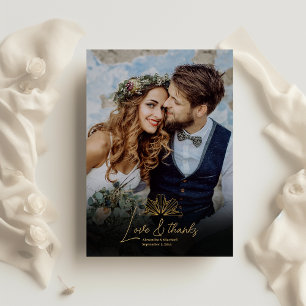 Carte De Remerciements Elégant Mariage Art déco noir et or