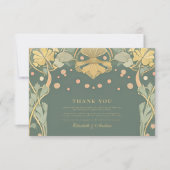 Carte De Remerciements Élégant Mariage Art Nouveau (Devant)