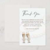 Carte De Remerciements Élégant Mariage aux Perles Blanches et Prosecco (Devant / Derrière)