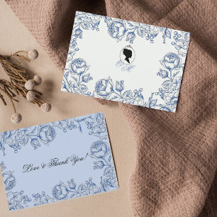Carte De Remerciements Elégant Mariage bleu bleu bleu bleu floral