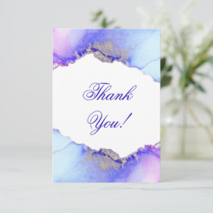 Carte De Remerciements Élégant Mariage bleu violet argent