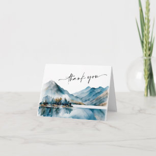 Carte De Remerciements Elégant Mariage Boho Forêt Foggy Aquarelle