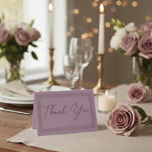 Carte De Remerciements Élégant Mariage cadre de rose poussiéreuse mauve é
