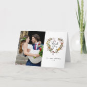 Carte De Remerciements Élégant Mariage campagnard du coeur floral (Devant)